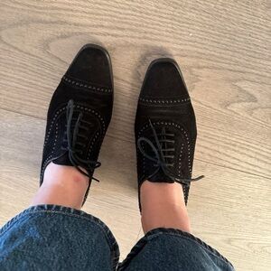 Manolo Blahnik Perlita Studded Oxford Flat